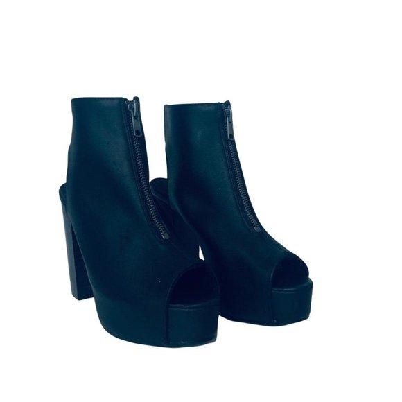 H&M Divided Women's Peep Toe Front Zipper Sandal Booties - Size 7 - Picture 2 of 7